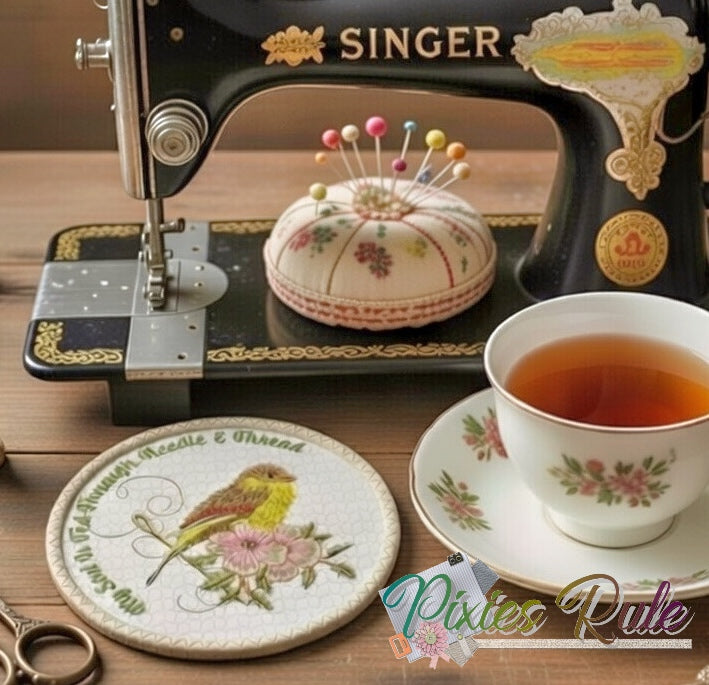 My Soul Is Fed Coaster Machine Embroidery Design by Pixies Rule