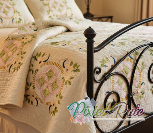 Mock Cathedral Windows Quilt 5x7