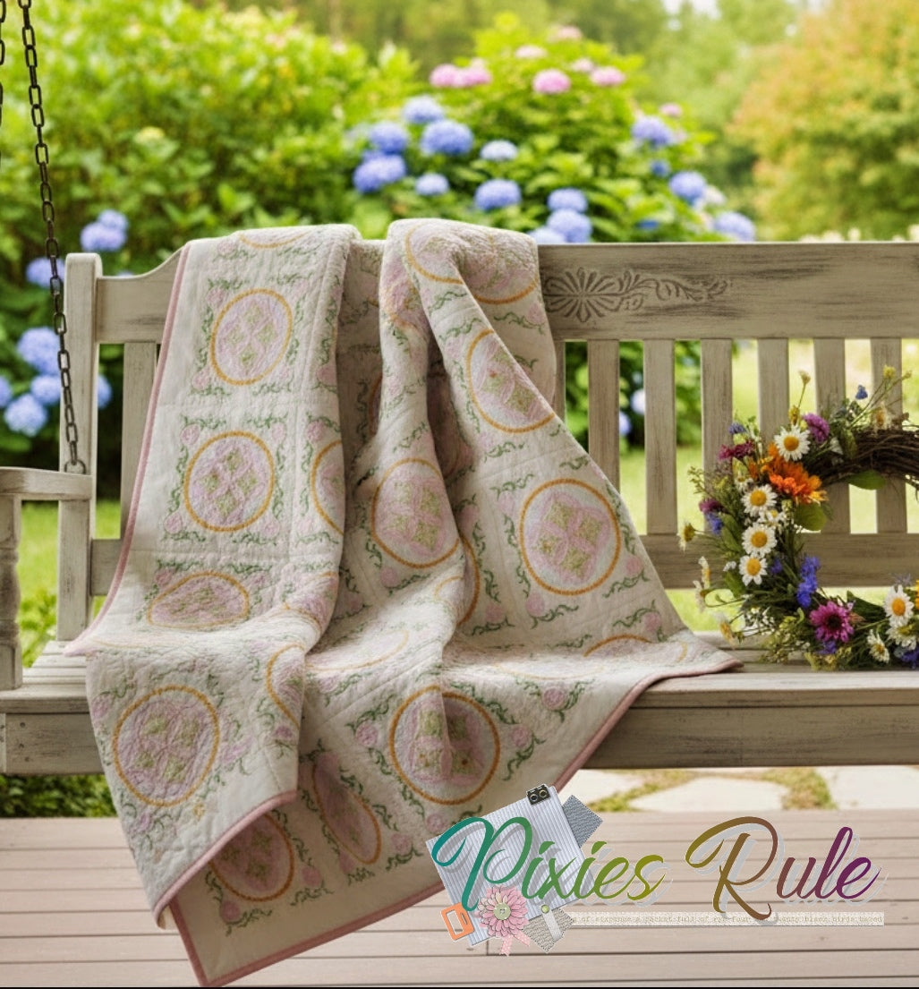 Mock Cathedral Windows Quilt 6X6 Machine Embroidery Design by Pixies Rule