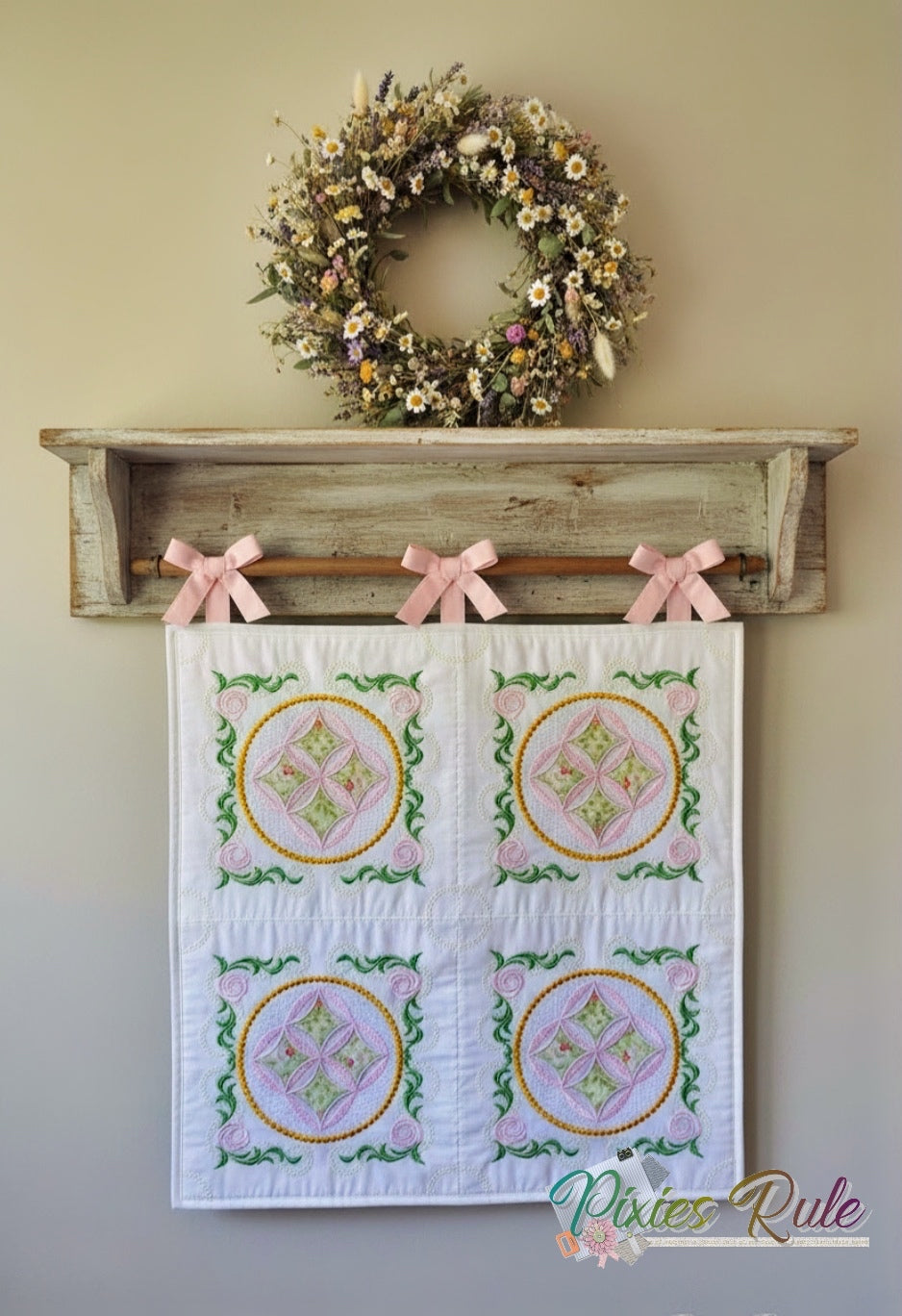 Mock Cathedral Windows Quilt 6X6 Machine Embroidery Design by Pixies Rule