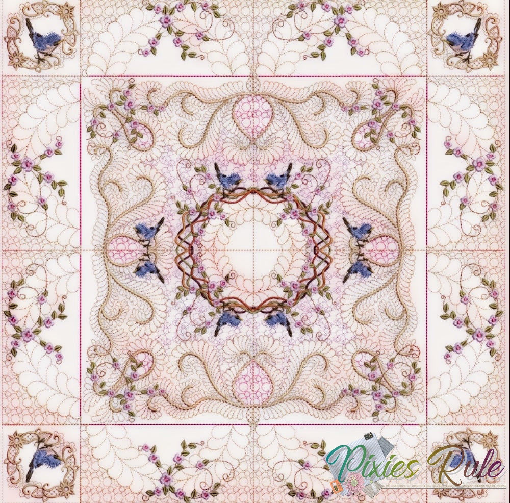 Flower Trails Quilt - 6X6 Machine Embroidery Design by Pixies Rule