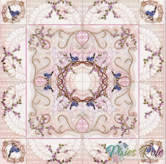 Flower Trails Quilt - 6X6 Machine Embroidery Design by Pixies Rule