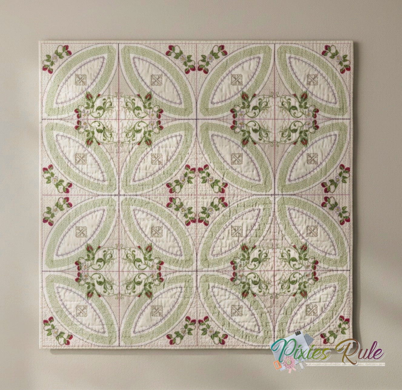 Berries & Blooms Quilt 6x6 Machine Embroidery Design by Pixies Rule