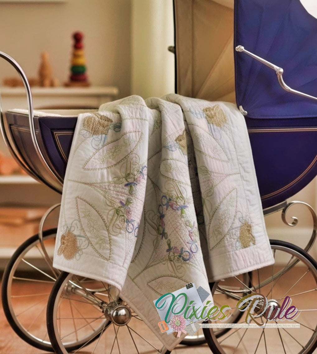 Bunny for Baby Quilt & Wall Hanging 8x8 Machine Embroidery Design by Pixies Rule