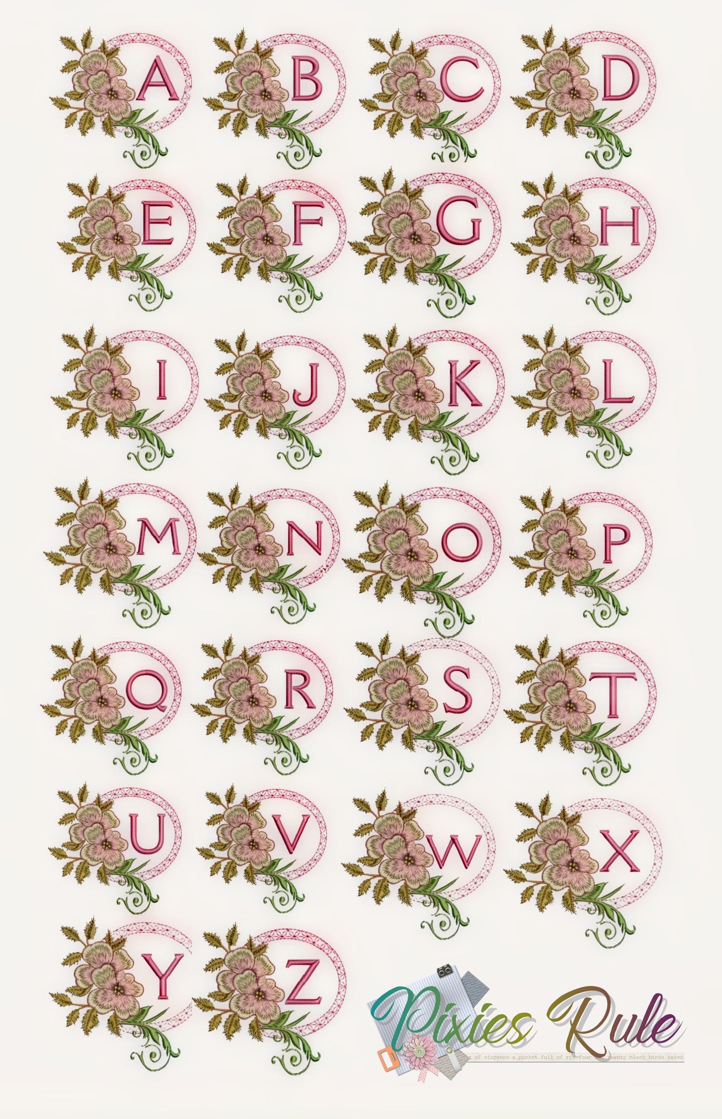 Dogwood Alpha Machine Embroidery Design by Pixies Rule