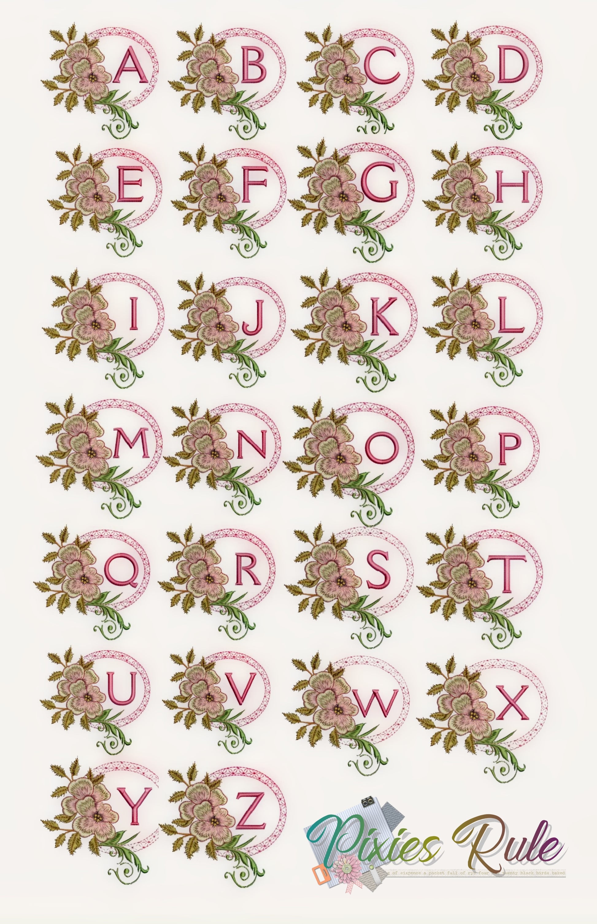 Dogwood Alpha Machine Embroidery Design by Pixies Rule