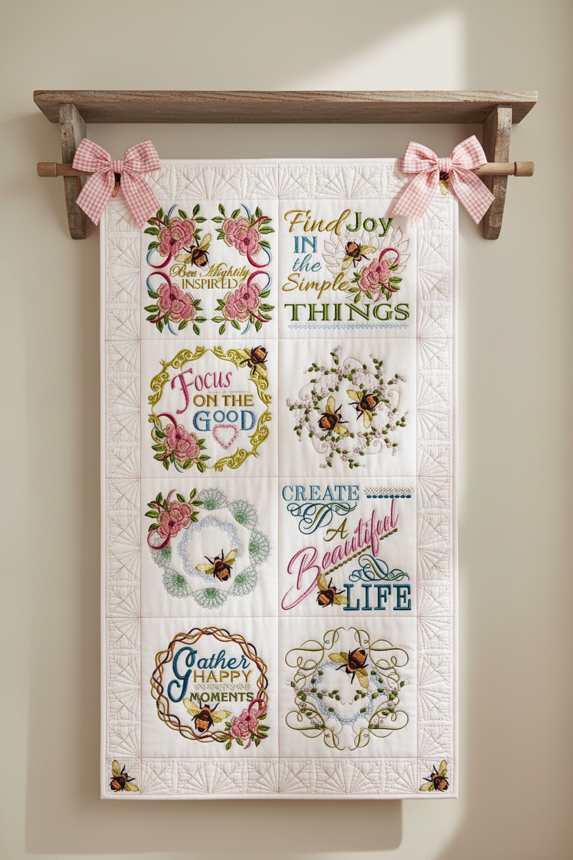 Good Tidings Wall Hanging 8x8 Machine Embroidery Design by Pixies Rule
