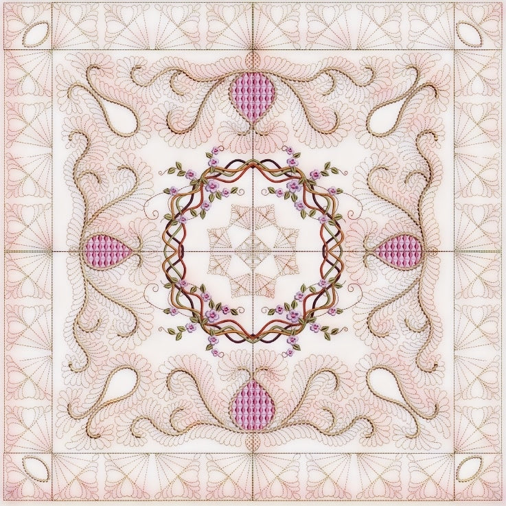 Grapevine Quilt - 8x8 Machine Embroidery Design by Pixies Rule