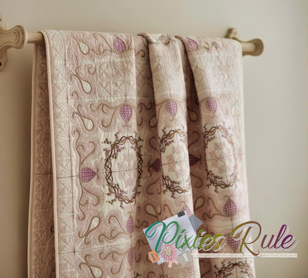 Grapevine Quilt - 8x8 Machine Embroidery Design by Pixies Rule