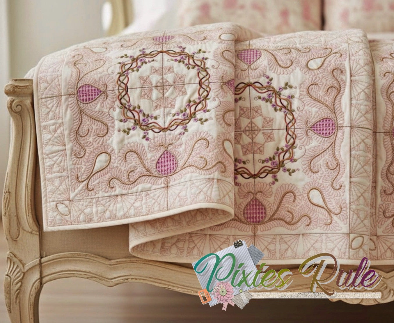 Grapevine Quilt - 8x8 Machine Embroidery Design by Pixies Rule