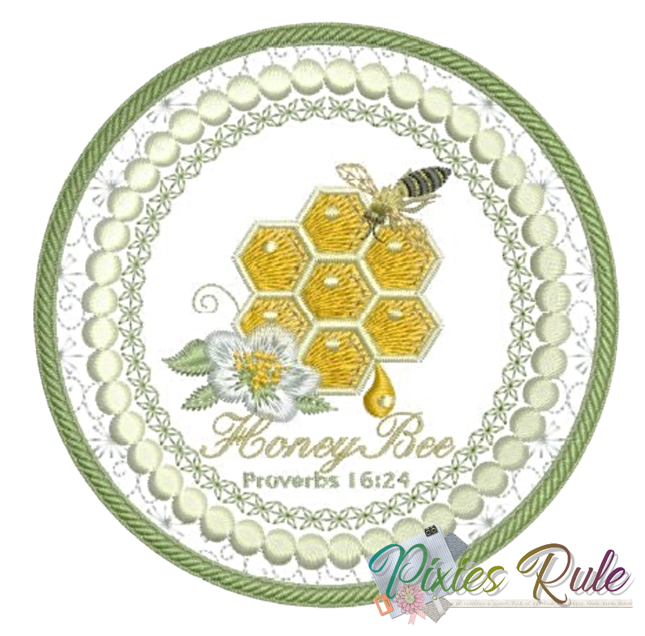 Honeycomb Coaster Machine Embroidery Design by Pixies Rule