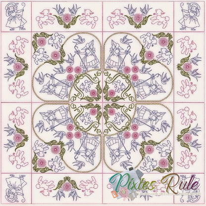 Little Bo Peep Quilt - 5x7 Machine Embroidery Design by Pixies Rule