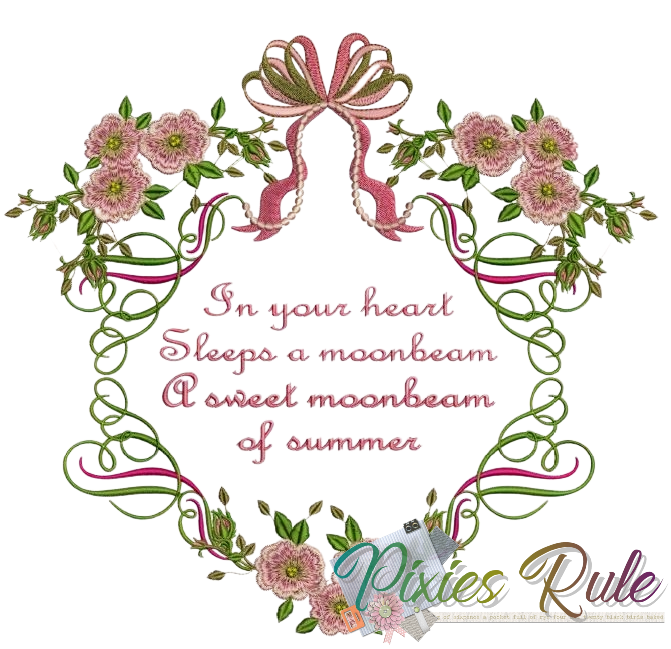 Moonbeam Pillow Machine Embroidery Design by Pixies Rule