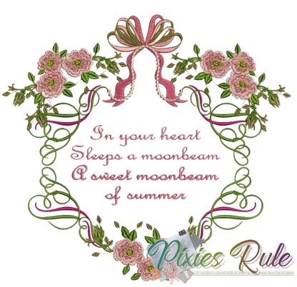 Moonbeam Pillow Machine Embroidery Design by Pixies Rule
