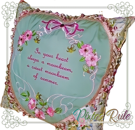 Moonbeam Pillow Machine Embroidery Design by Pixies Rule