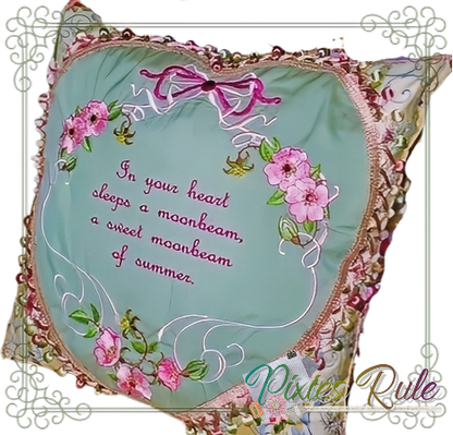 Moonbeam Pillow Machine Embroidery Design by Pixies Rule