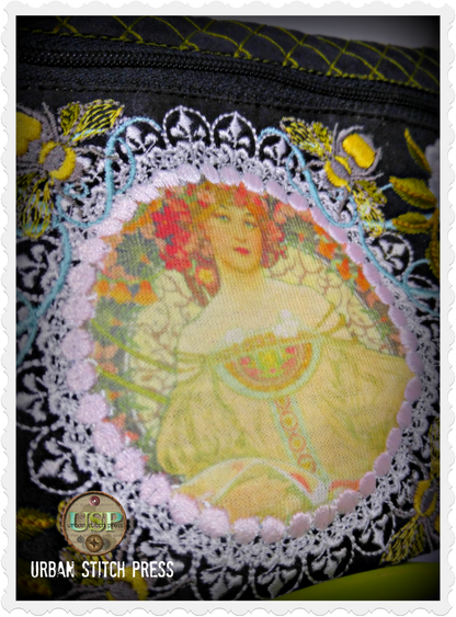 Beauty In The Bag 8x8 Zipper Pouch Machine Embroidery Design by Pixies Rule