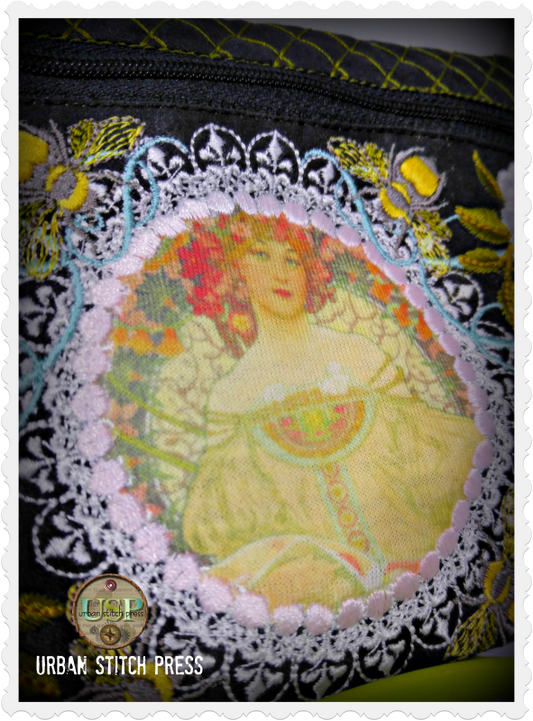 Beauty In The Bag 8x8 Zipper Pouch Machine Embroidery Design by Pixies Rule