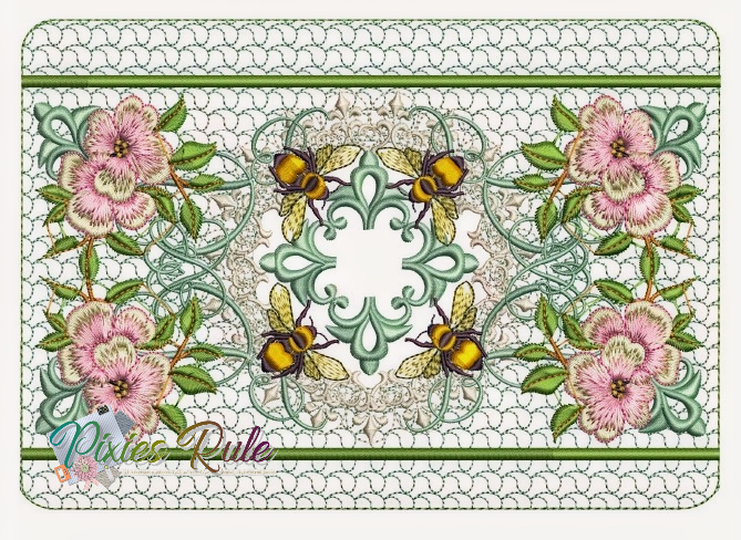 Beauty In The Bag 8x8 Zipper Pouch Machine Embroidery Design by Pixies Rule