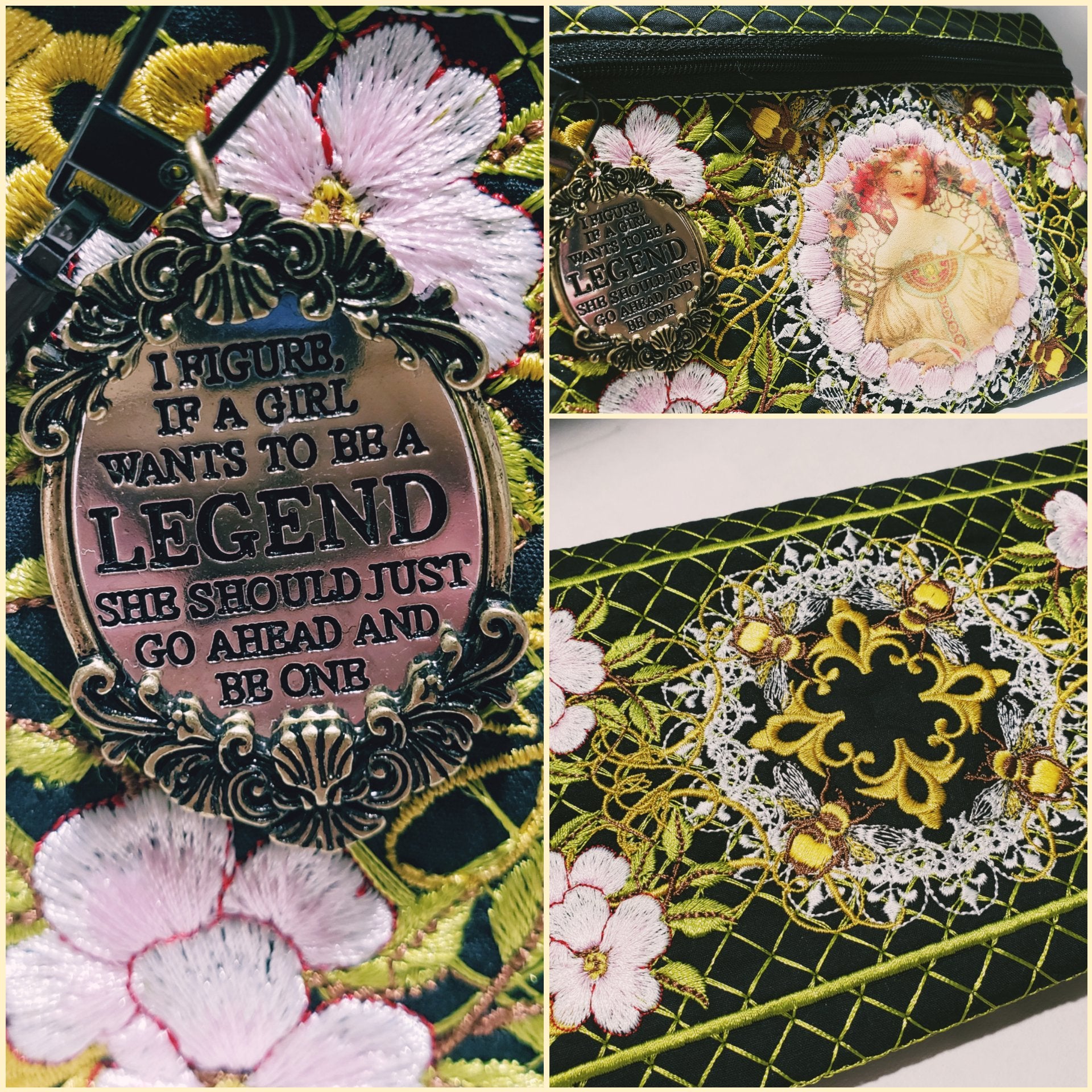 Beauty In The Bag 8x8 Zipper Pouch Machine Embroidery Design by Pixies Rule