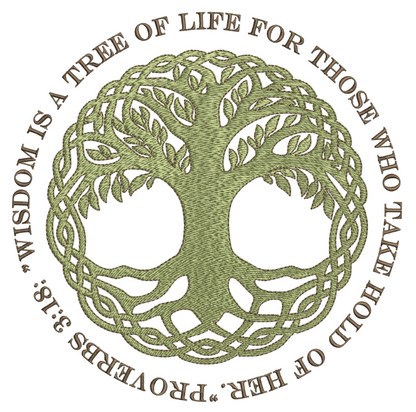Tree of Life Proverbs 3:18 5x7 Machine Embroidery Design by Pixies Rule