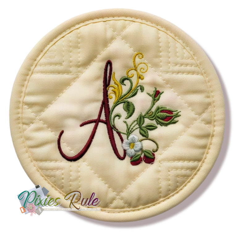 Shabby Rose Alpha Machine Embroidery Design by Pixies Rule