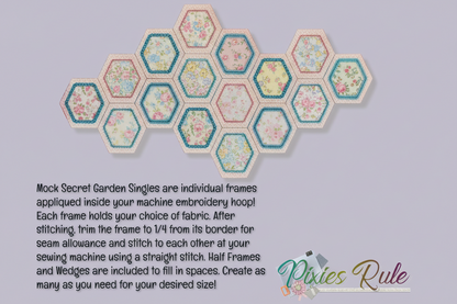Mock Secret Garden Singles 5x7 Machine Embroidery Design by Pixies Rule