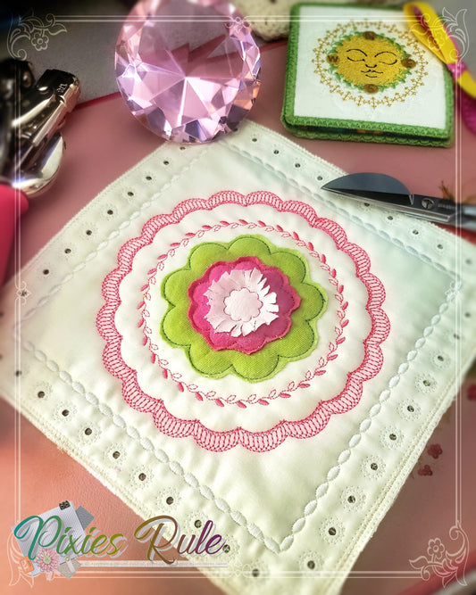 Mock Fusion - Shabby Rose 5x7 Machine Embroidery Design by Pixies Rule