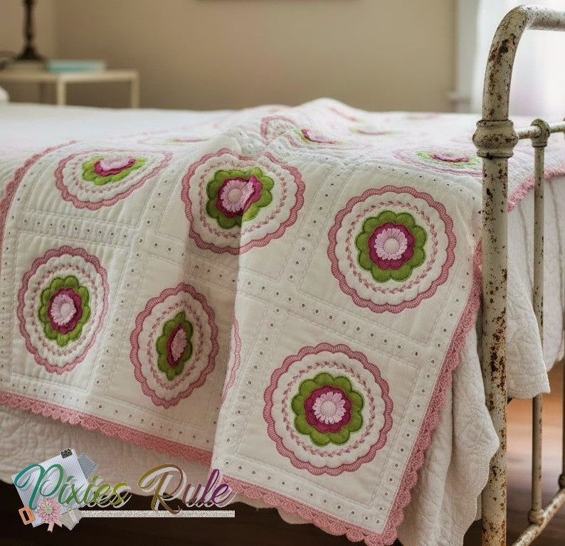 Mock Fusion - Shabby Rose 5x7 Machine Embroidery Design by Pixies Rule