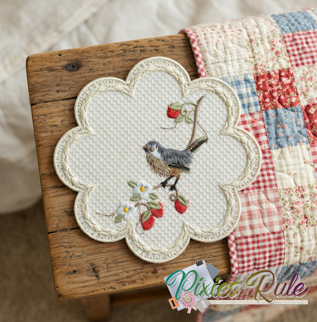 Thread-Painted Songbird Coasters