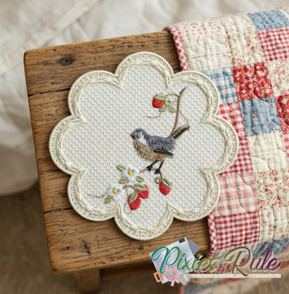 Thread-Painted Songbird Coasters