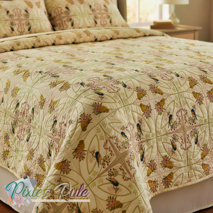 Songbird Joy Quilt 8x8 Machine Embroidery Design by Pixies Rule