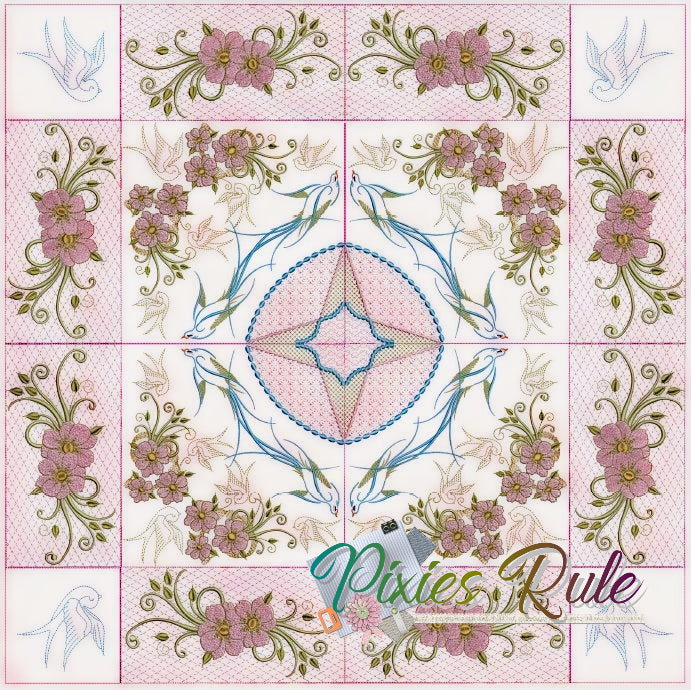 Spring Tweets Pillow & Quilt Set - 6x6