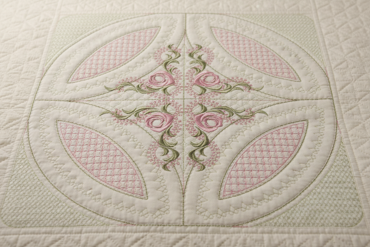 Timeless Mock Double Wedding Ring Quilt 8x8