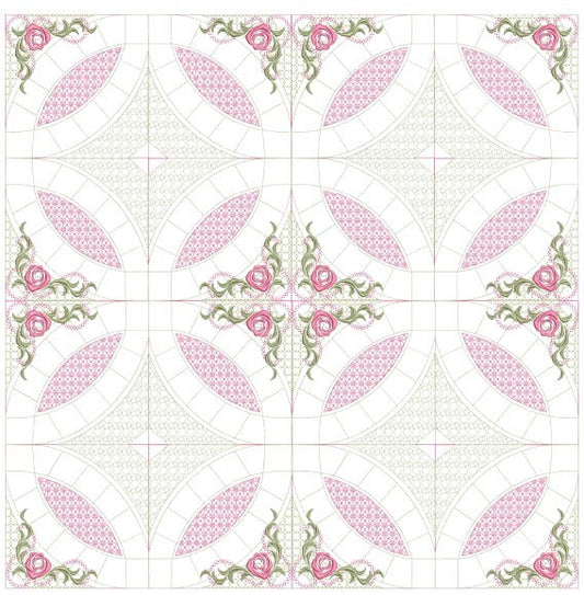 Mock Double Wedding Ring Quilt 5x5