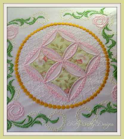 Heirloom Mock Cathedral Windows Quilt 8x8