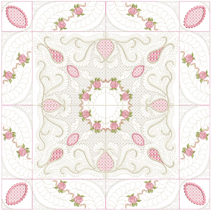 Bullion Rose Trellis Quilt - 8x8