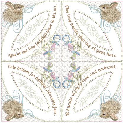 Bunny for Baby Quilt & Wall Hanging 8x8