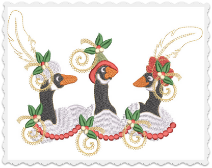 Christmas Geese Pillow -3 Part - 8x12