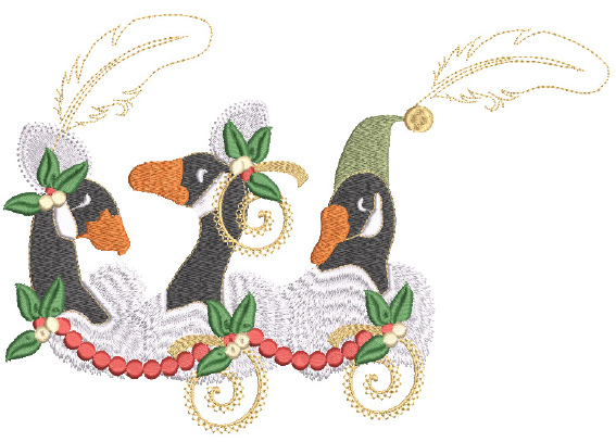 Christmas Geese Pillow -3 Part - 7x11