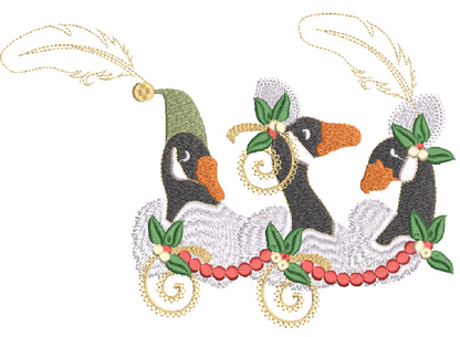 Christmas Geese Pillow -3 Part - 7x11