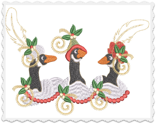 Christmas Geese Pillow -3 Part - 6x6
