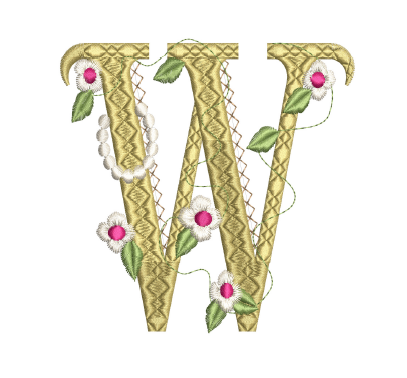 Storybook Letter W Machine Embroidery Design by Pixies Rule