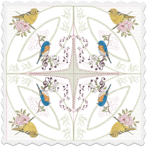 Mock Double Wedding Ring - Songbird Joy Quilt 6x6