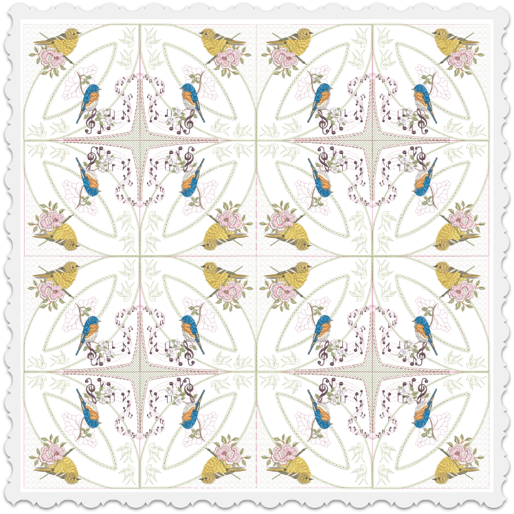 Mock Double Wedding Ring - Songbird Joy Quilt 6x6