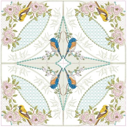 Mock Double Wedding Ring Quilt - Spring Has Come 6x6