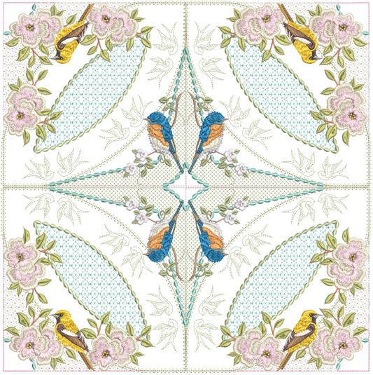 Mock Double Wedding Ring Quilt - Spring Has Come 6x6